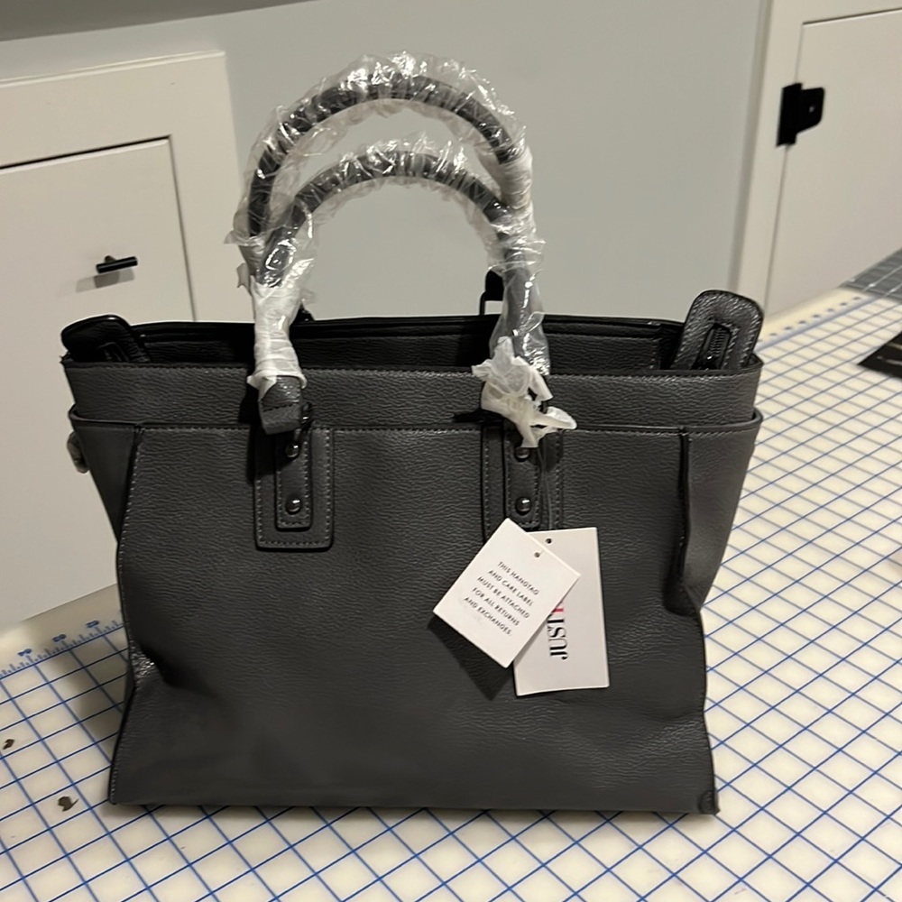 Just Fab new faux leather grey shoulder bag